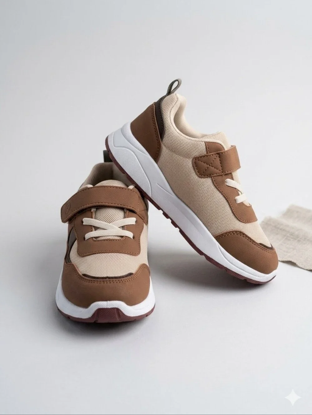 Munckins Kids Brown & Cream Velcro Sneakers